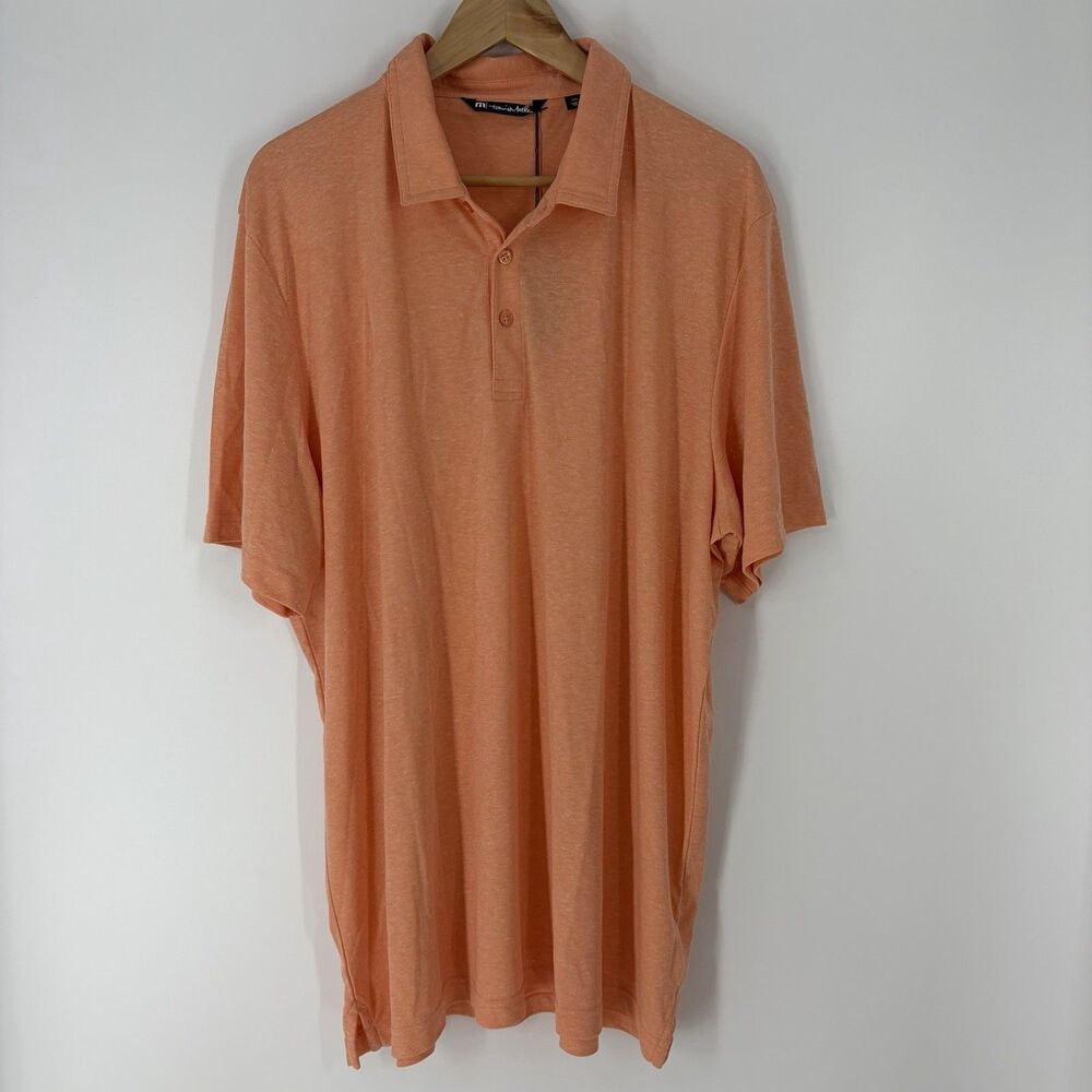 Travis Mathew Polo Shirt Size XXL Mens Melon Orange Mucho Gusto Golf Performance